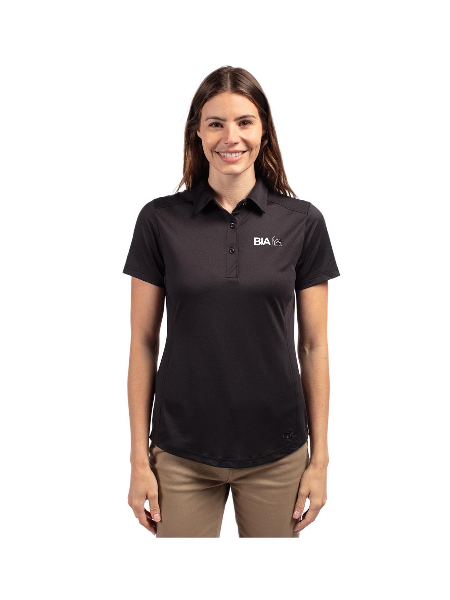 BIA104. Cutter & Buck Prospect Eco Textured Stretch Womens Short Sleeve Polo
