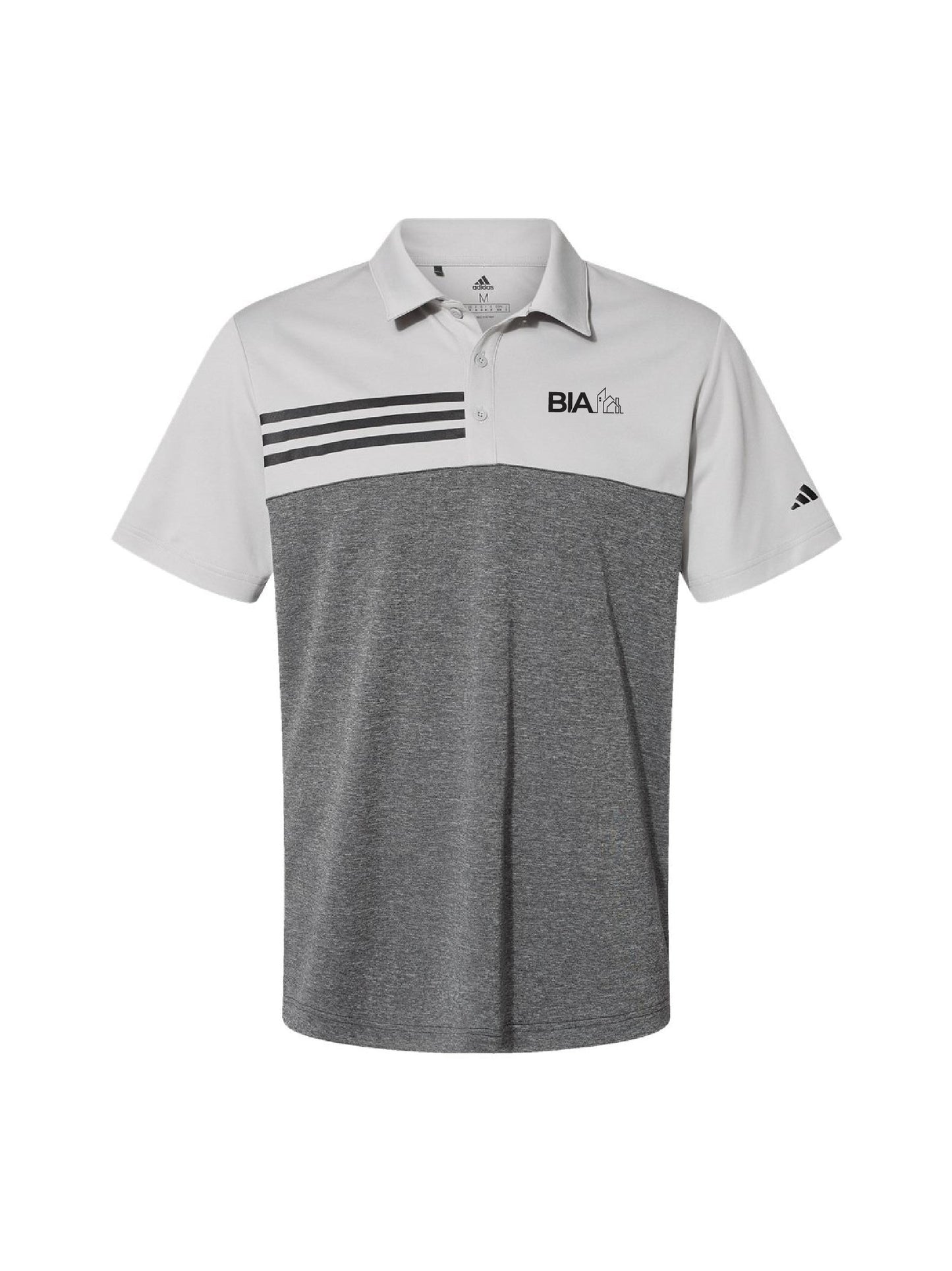 BIA203. Adidas Heathered Colorblock 3-Stripe Polo