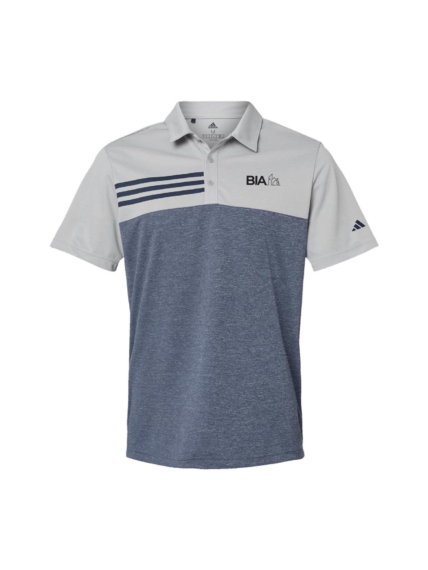 BIA203. Adidas Heathered Colorblock 3-Stripe Polo