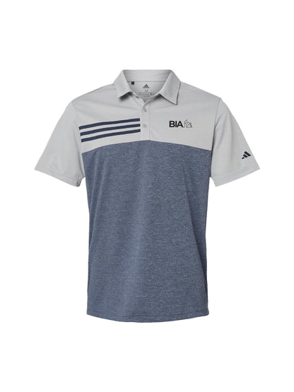 BIA203. Adidas Heathered Colorblock 3-Stripe Polo