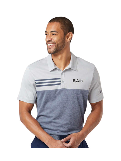 BIA203. Adidas Heathered Colorblock 3-Stripe Polo
