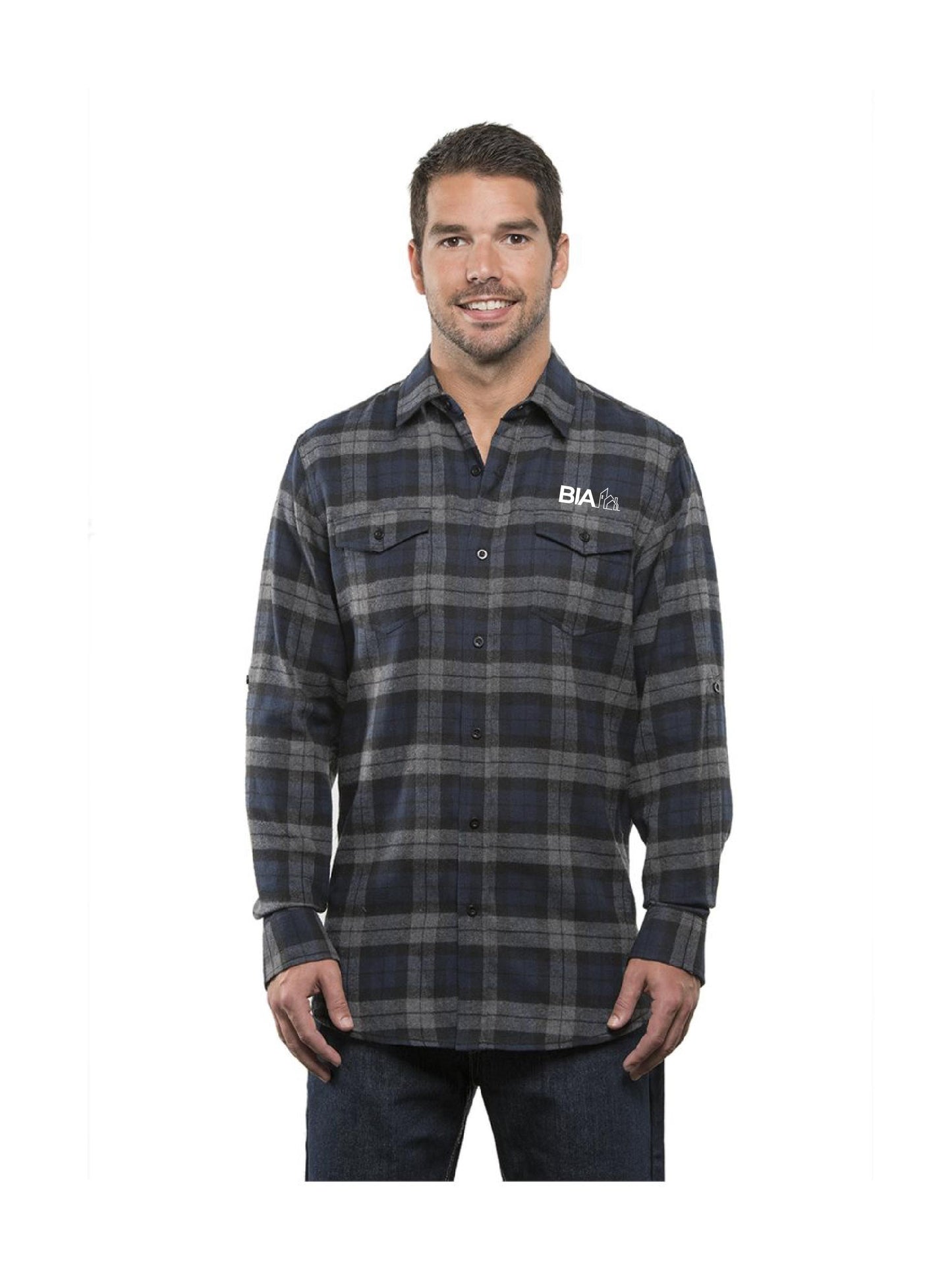 BIA207. Burnside Yarn-Dyed Long Sleeve Flannel Shirt