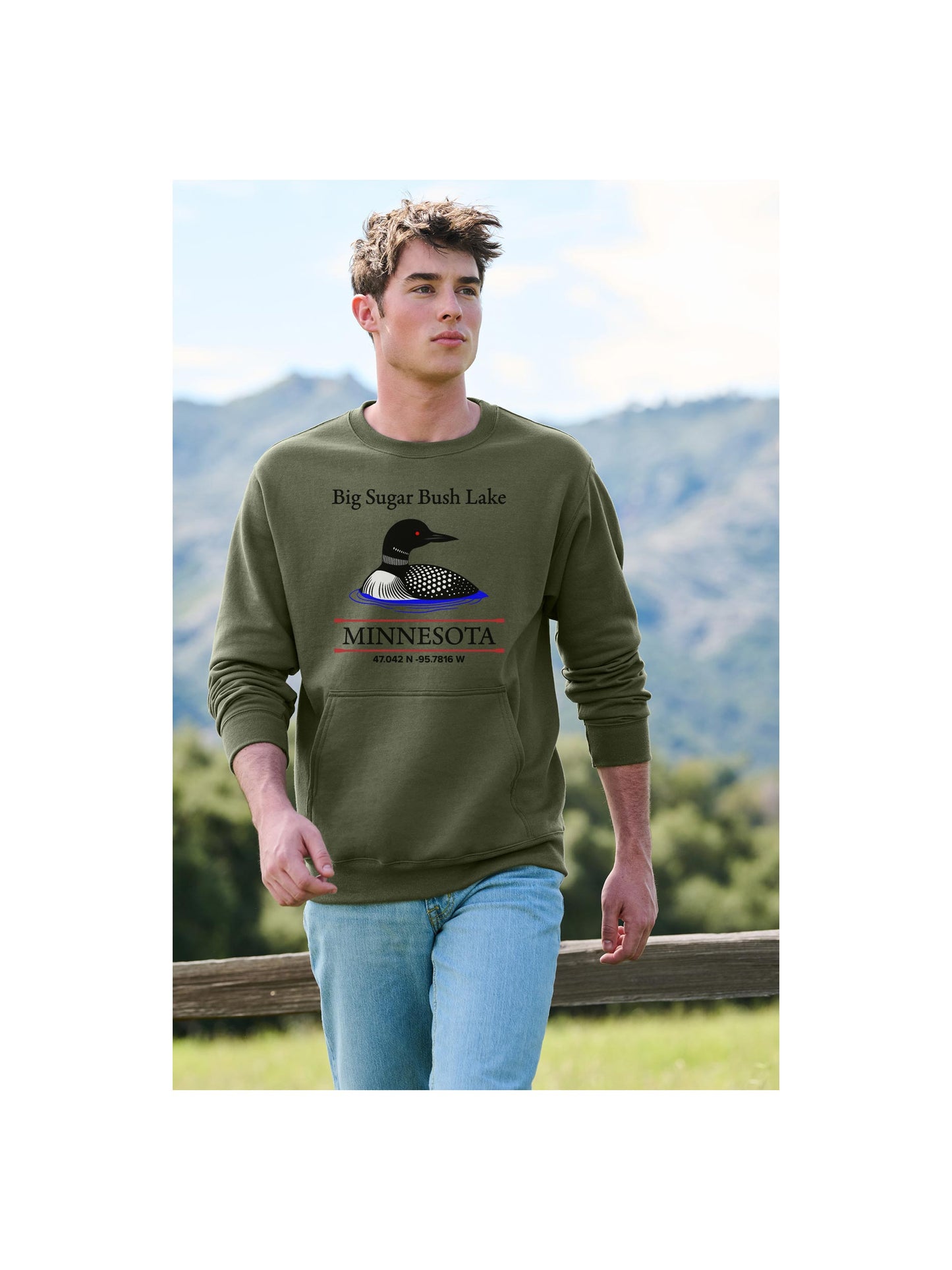 BSBL411. The Loon Latitude Pocket Crew Sweatshirt