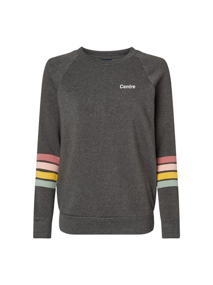 CI103. MV Sport Women's Striped Sleeve Crewneck