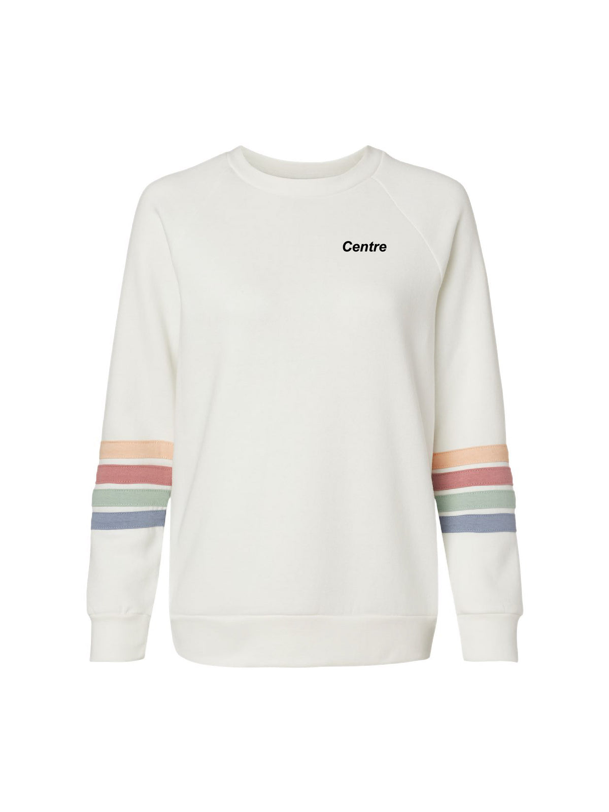 CI103. MV Sport Women's Striped Sleeve Crewneck