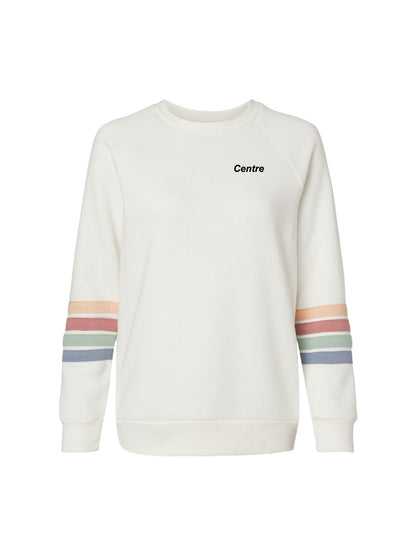 CI103. MV Sport Women's Striped Sleeve Crewneck