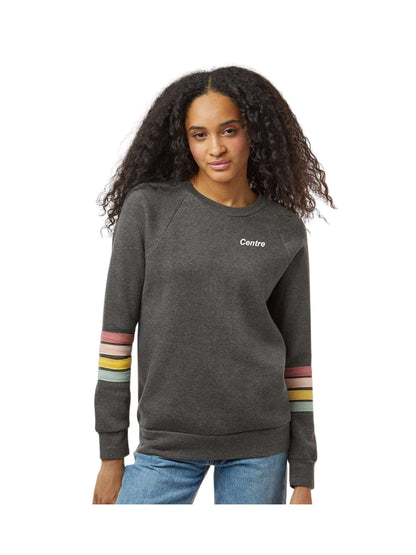CI103. MV Sport Women's Striped Sleeve Crewneck