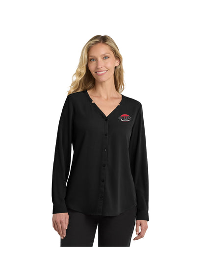 CIN108. Port Authority ® Women's Long Sleeve Button-Front Blouse