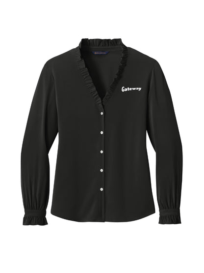 GW104. Brooks Brother's Women's Long Sleeve Ruffle Collar Blouse