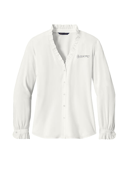 GW104. Brooks Brother's Women's Long Sleeve Ruffle Collar Blouse