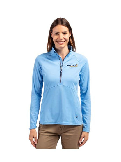 GSC131. Cutter & Buck Adapt Eco Knit Stretch Recycled Women's Half Zip Pullover