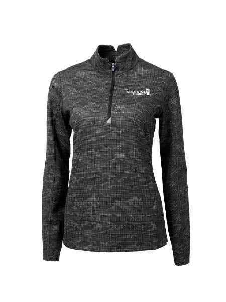 GSC133. Cutter & Buck Traverse Camo Print Stretch Quarter Zip Women's Pullover