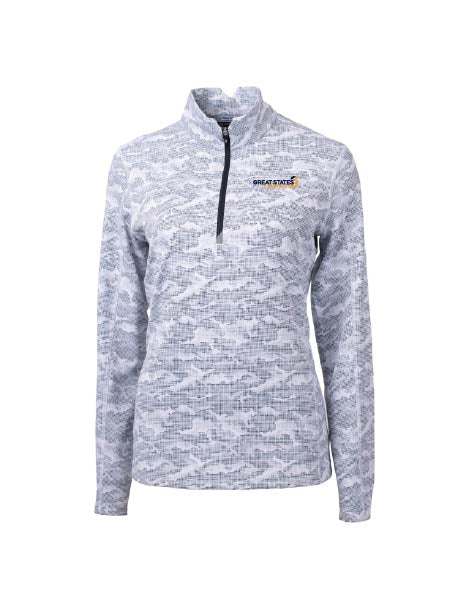 GSC133. Cutter & Buck Traverse Camo Print Stretch Quarter Zip Women's Pullover
