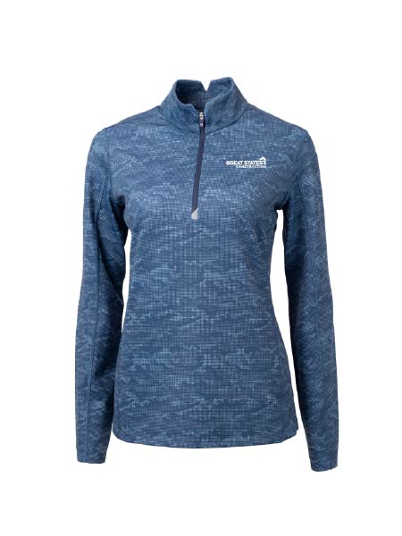 GSC133. Cutter & Buck Traverse Camo Print Stretch Quarter Zip Women's Pullover