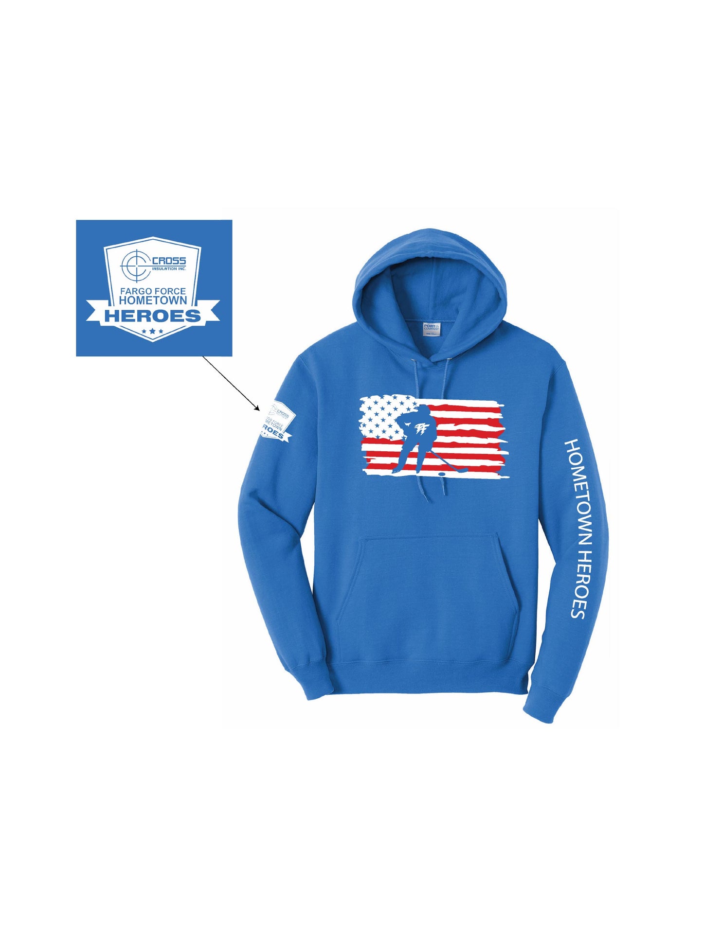 HTH301. Hometown Heroes 2026 TALL Hooded Sweatshirt