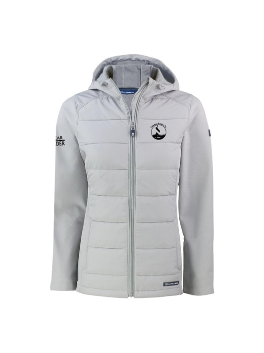IBA102. Cutter & Buck Evoke Hybrid Eco Softshell Recycled Full Zip Womens Hooded Jacket