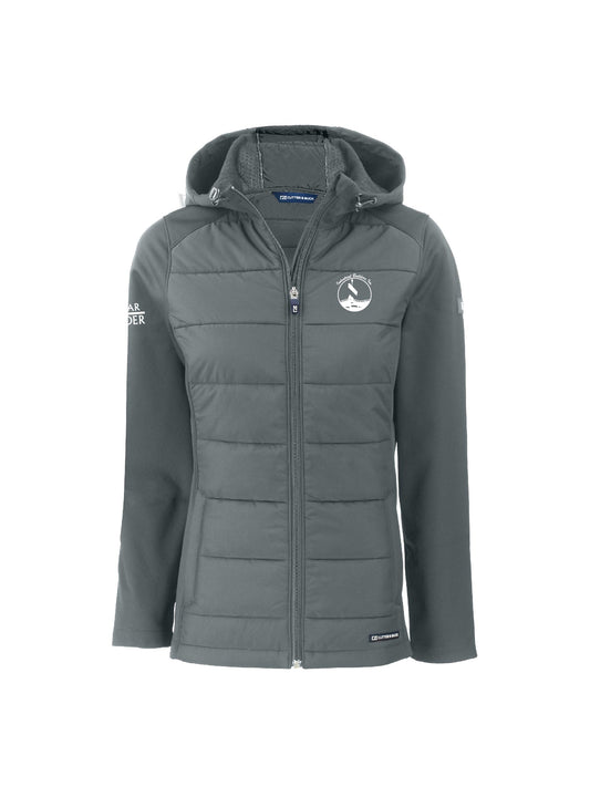 IBA102. Cutter & Buck Evoke Hybrid Eco Softshell Recycled Full Zip Womens Hooded Jacket