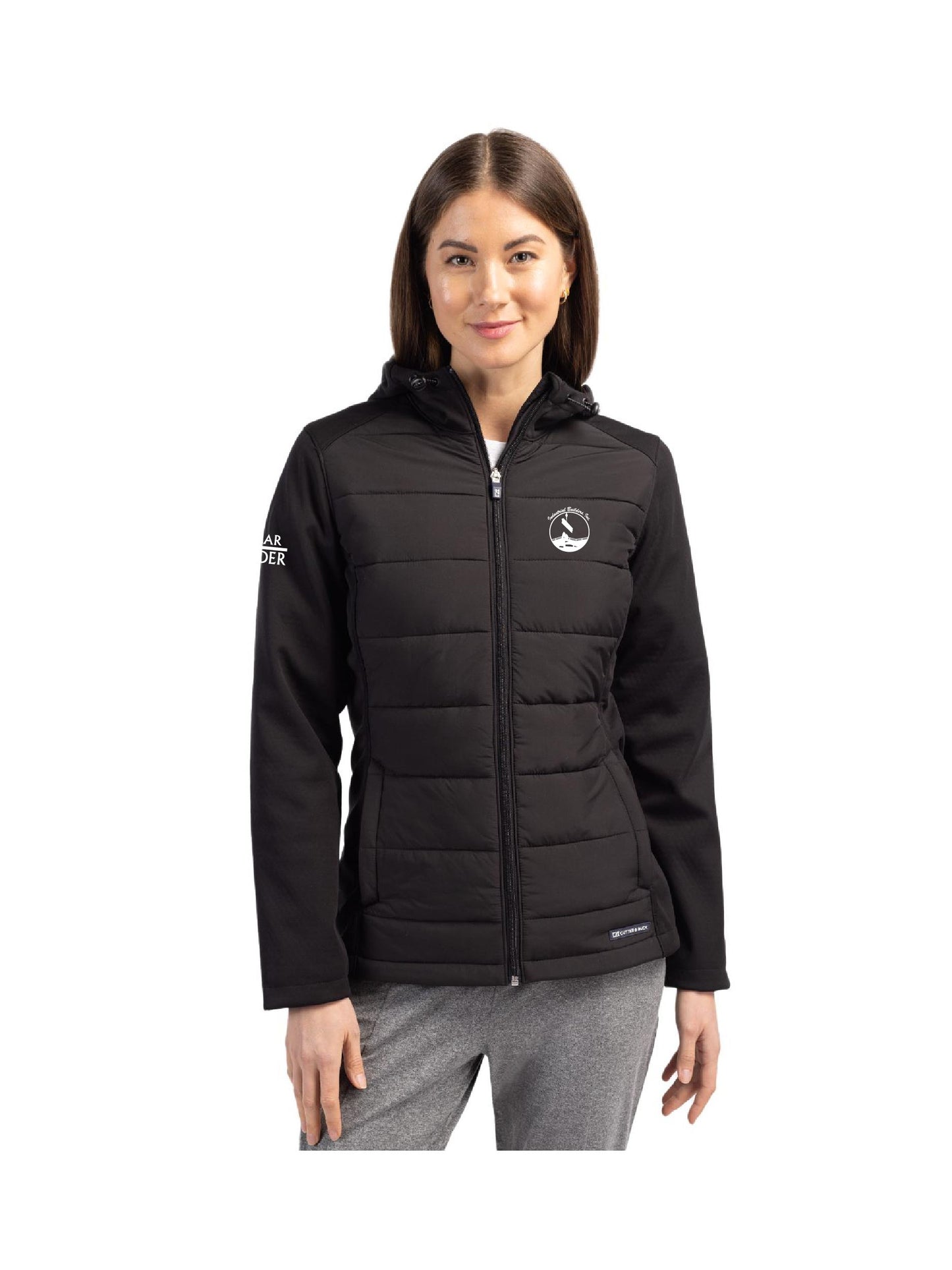 IBA102. Cutter & Buck Evoke Hybrid Eco Softshell Recycled Full Zip Womens Hooded Jacket