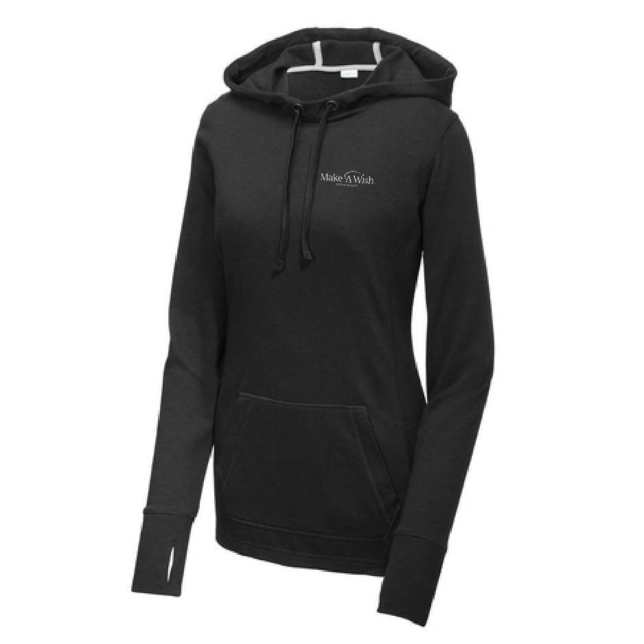 MAW109. Ladies' Sport-Tek®  PosiCharge® Tri-Blend Wicking Fleece Hooded Pullover