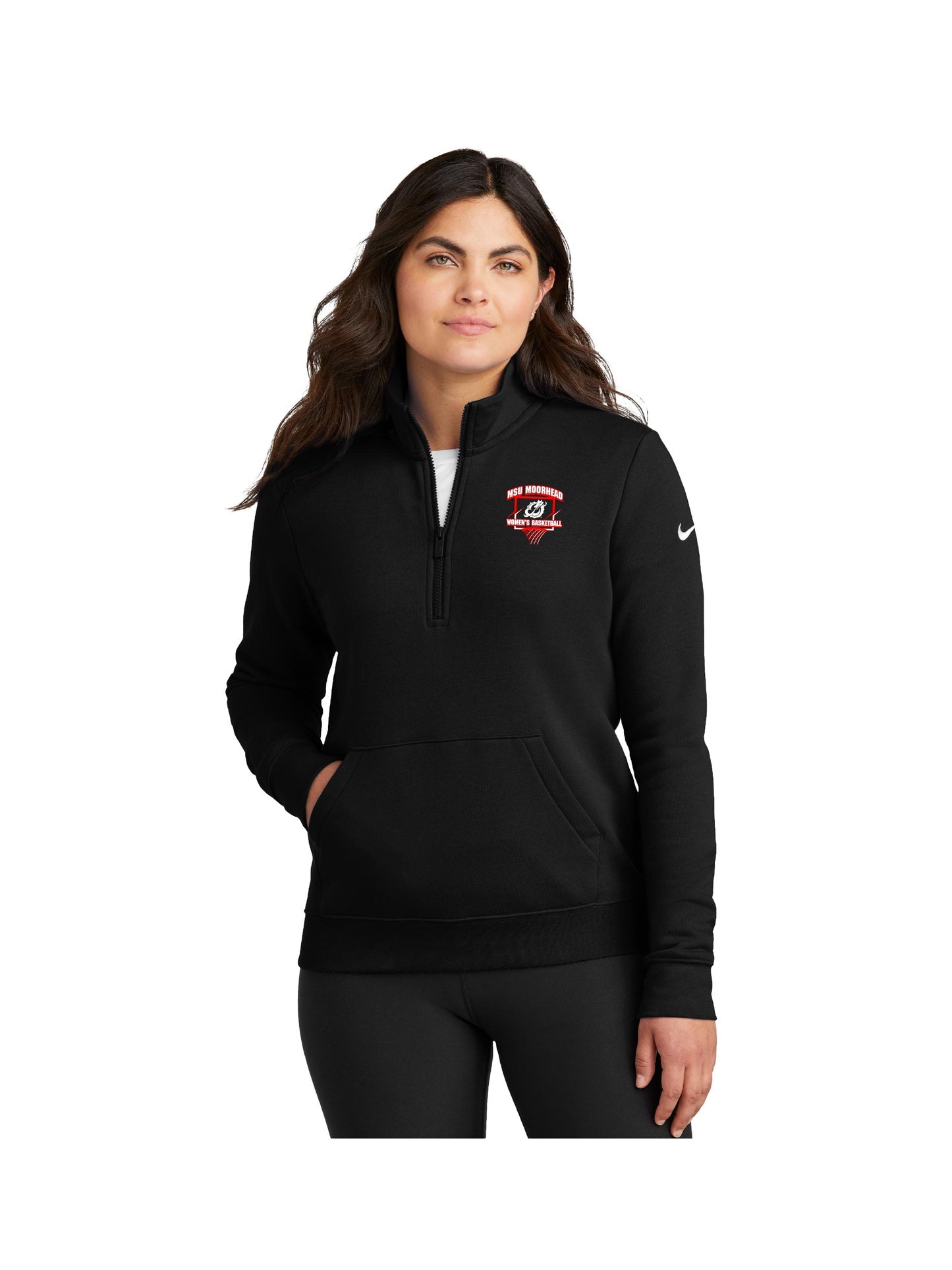 MSUMWB201. Nike Ladies Club Fleece Sleeve Swoosh 1/2-Zip
