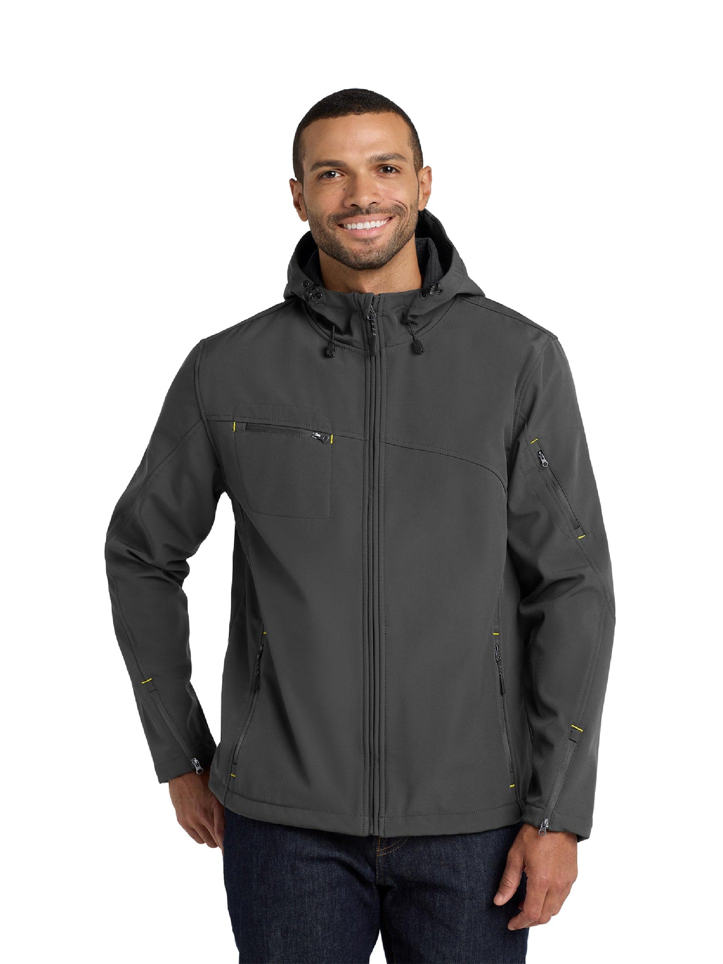 NC117. Port Authority® Textured Hooded Soft Shell Jacket