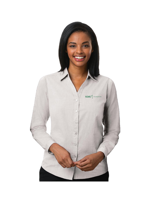 NDSUF107. Ladies Long Sleeve Heathered Crossweave Shirt