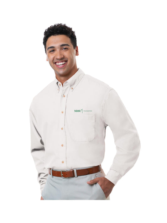 NDSUF207. Men's Long Sleeve Superblend Poplin Shirt w/ Patch Pocket