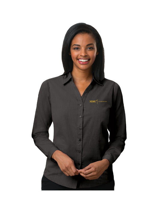 NDSUF107. Ladies Long Sleeve Heathered Crossweave Shirt