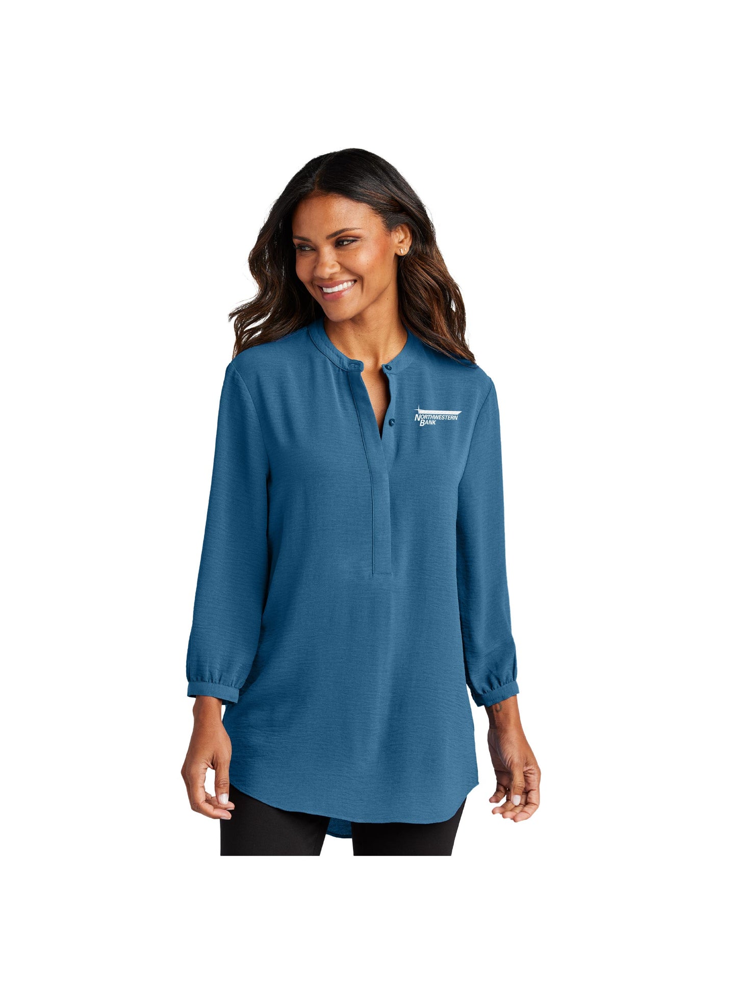 NB102. Port Authority Women's 3/4-Sleeve Textured Crepe Tunic