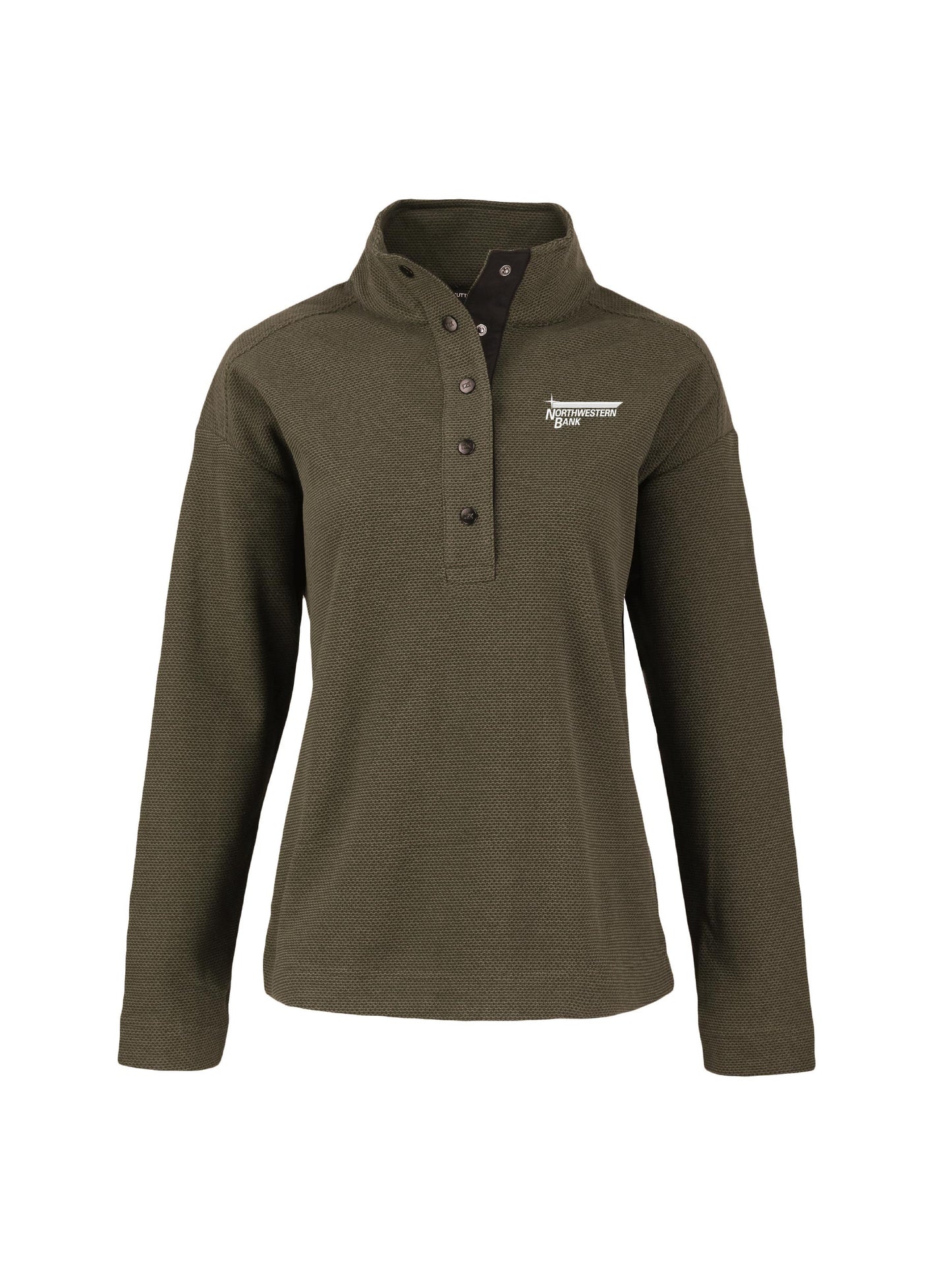 NB116. Cutter & Buck Hunts Point Recycled Fleece Womens Hybrid Snap Placket Pullover