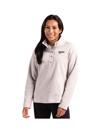 NB116. Cutter & Buck Hunts Point Recycled Fleece Womens Hybrid Snap Placket Pullover
