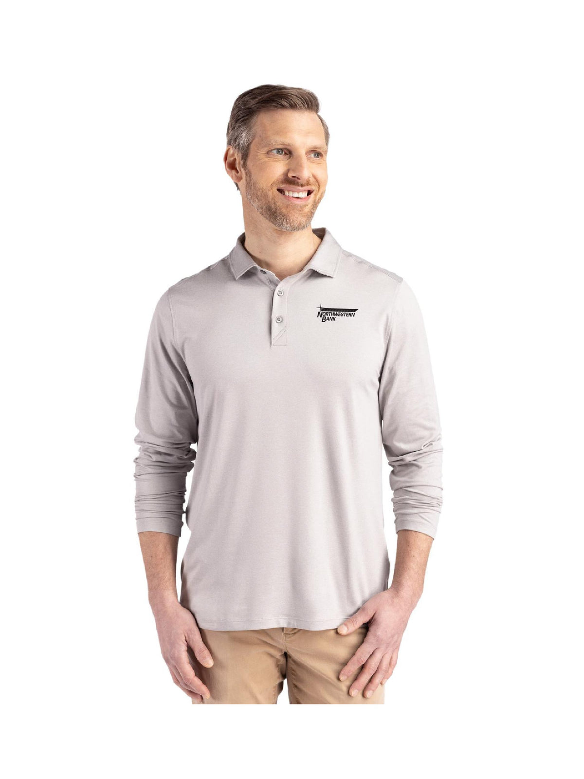 NB222. Cutter & Buck Coastline Recycled Double Peached Mens Long Sleeve Polo