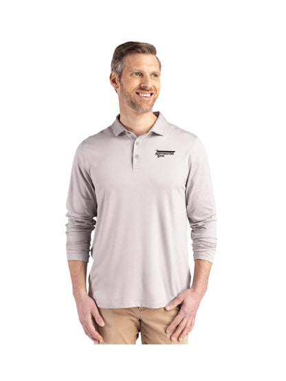 NB222. Cutter & Buck Coastline Recycled Double Peached Mens Long Sleeve Polo