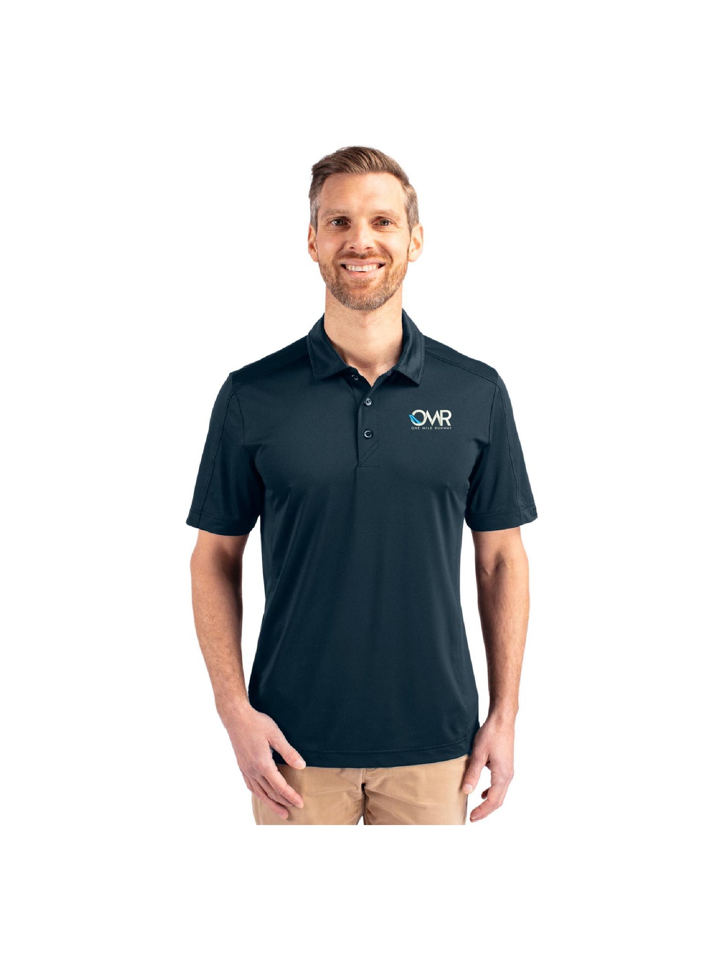 OMR201. Cutter & Buck Prospect Eco Textured Stretch Recycled Mens Short Sleeve Polo