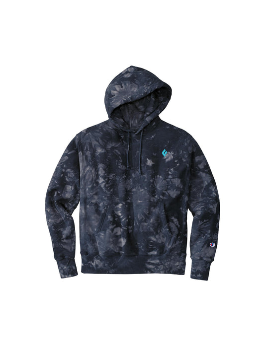 RR46-313. Champion Reverse Weave Scrunch-Dye Tie-Dye Hooded Sweatshirt
