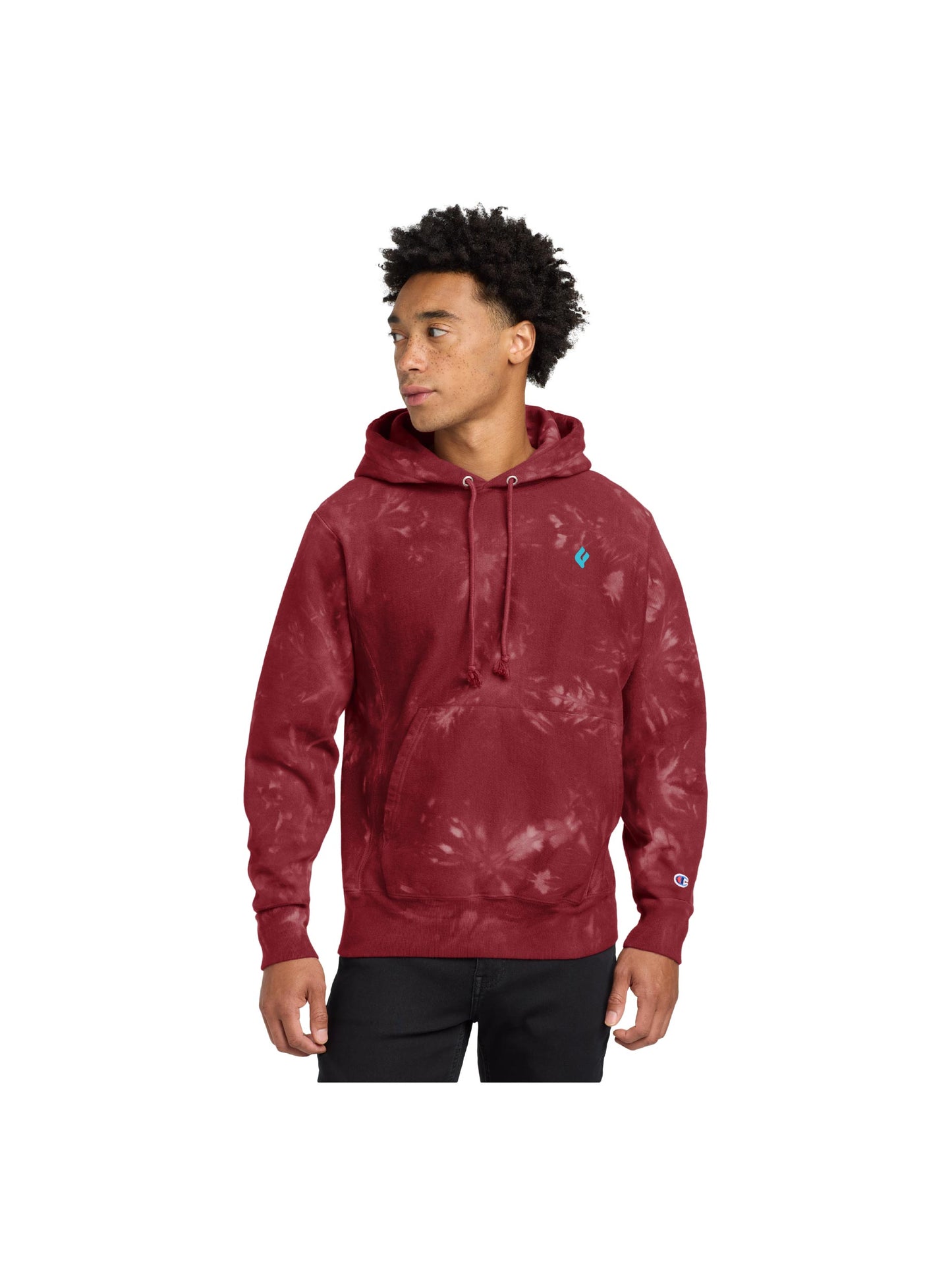 RR46-313. Champion Reverse Weave Scrunch-Dye Tie-Dye Hooded Sweatshirt