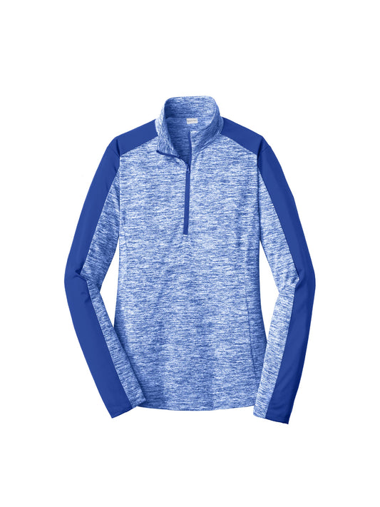 SH102. Women's Sport-Tek® PosiCharge® Electric Heather Colorblock 1/4-Zip Pullover