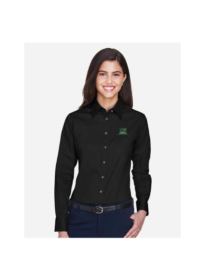 UND103. Harriton Ladies' Easy Blend Twill Long Sleeve