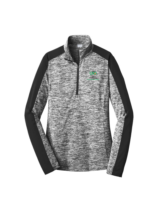 UND119. Sport-Tek Women's PosiCharge Electric Heather Colorblock 1/4-Zip Pullover