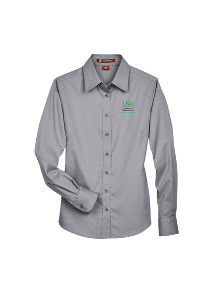 UND103. Harriton Ladies' Easy Blend Twill Long Sleeve