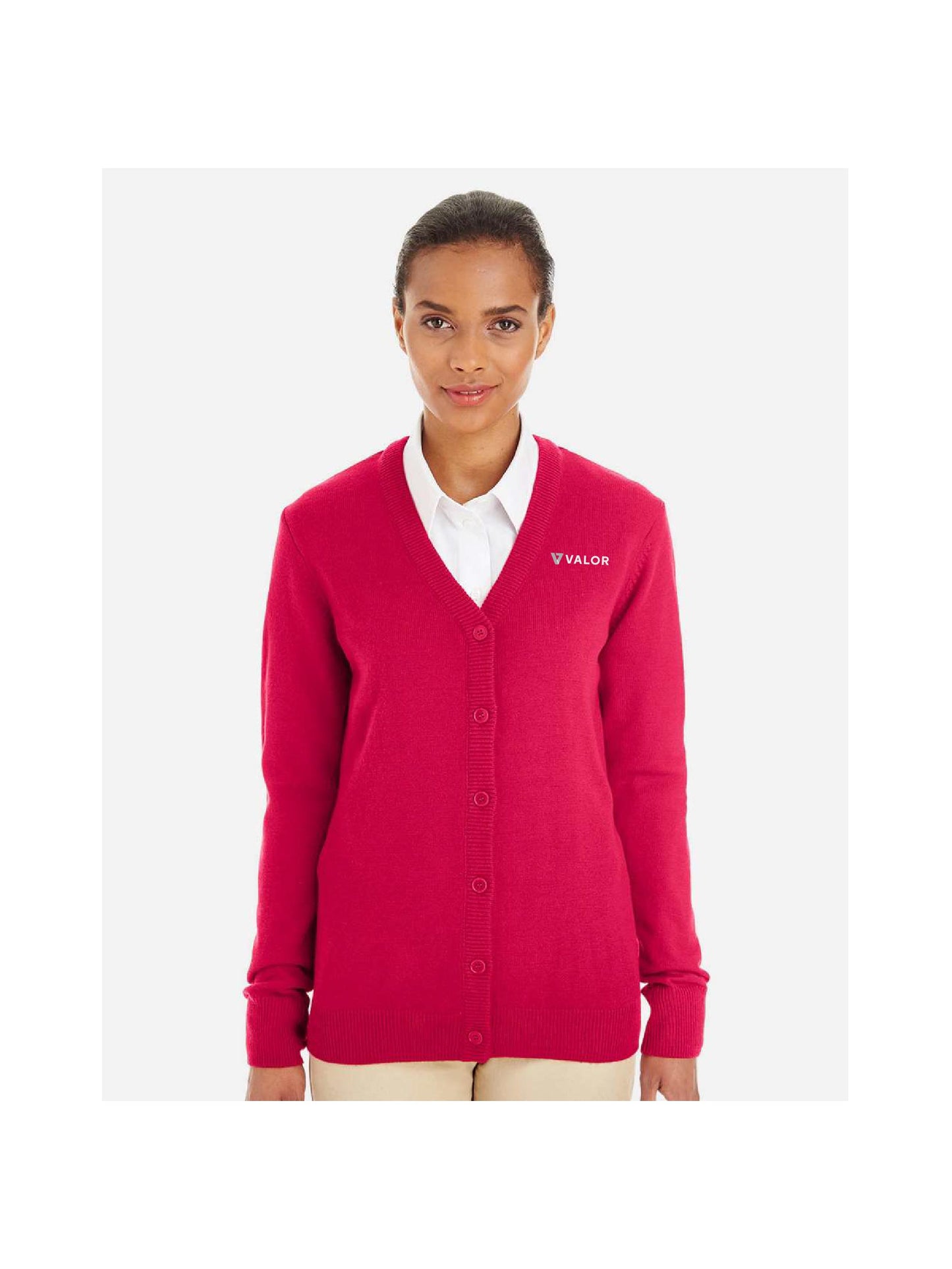 VC223. Harriton Women's Pilbloc V-Neck Button Cardigan Sweater