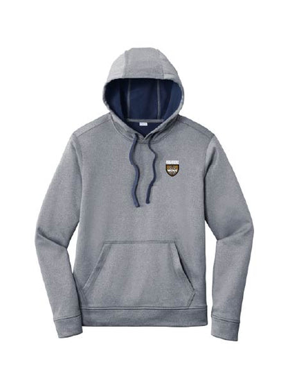 WRJ306. Sport-Tek PosiCharge Sport-Wick Heather Fleece Hooded Pullover