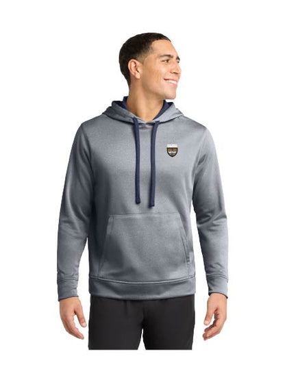 WRJ306. Sport-Tek PosiCharge Sport-Wick Heather Fleece Hooded Pullover