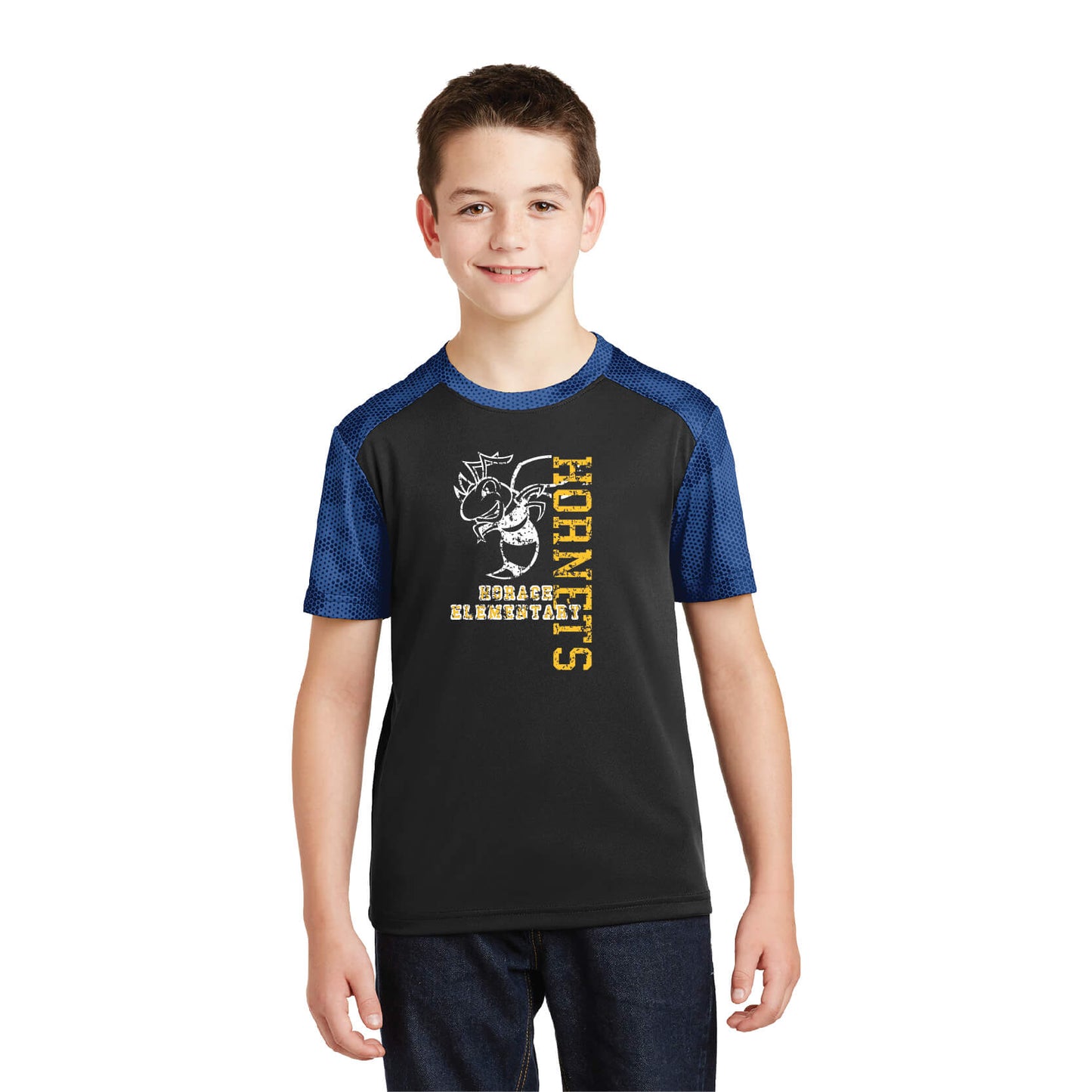 HE101. Youth Sport-Tek® CamoHex Colorblock Tee