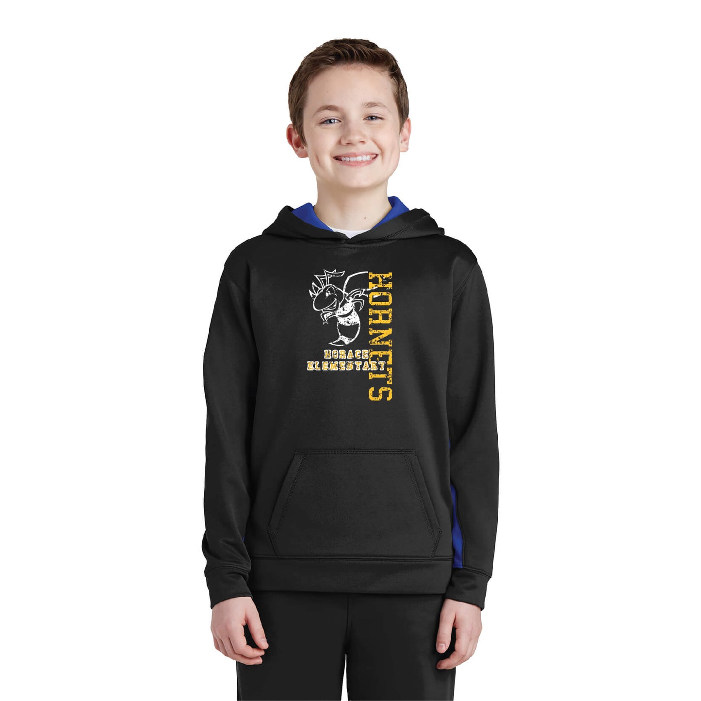 HE104. Youth Sport-Tek® Sport-Wick® Fleece Colorblock Hooded Pullover