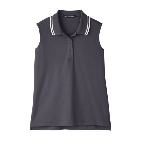 SST105. Devon & Jones Ladies' CrownLux Performance™ Plaited Tipped Sleeveless Polo