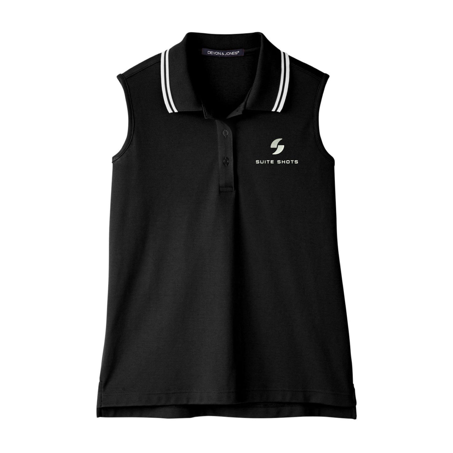 SST105. Devon & Jones Ladies' CrownLux Performance™ Plaited Tipped Sleeveless Polo