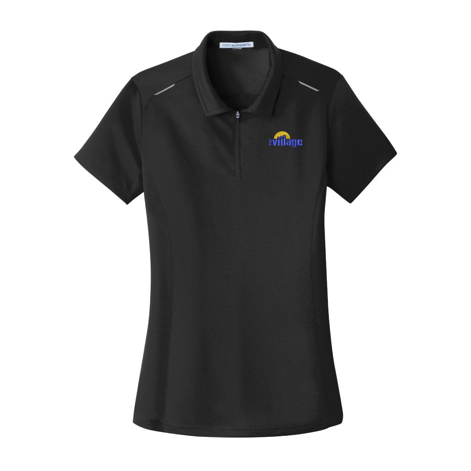 VFSC118. Port Authority® Ladies Pinpoint Mesh Zip Polo