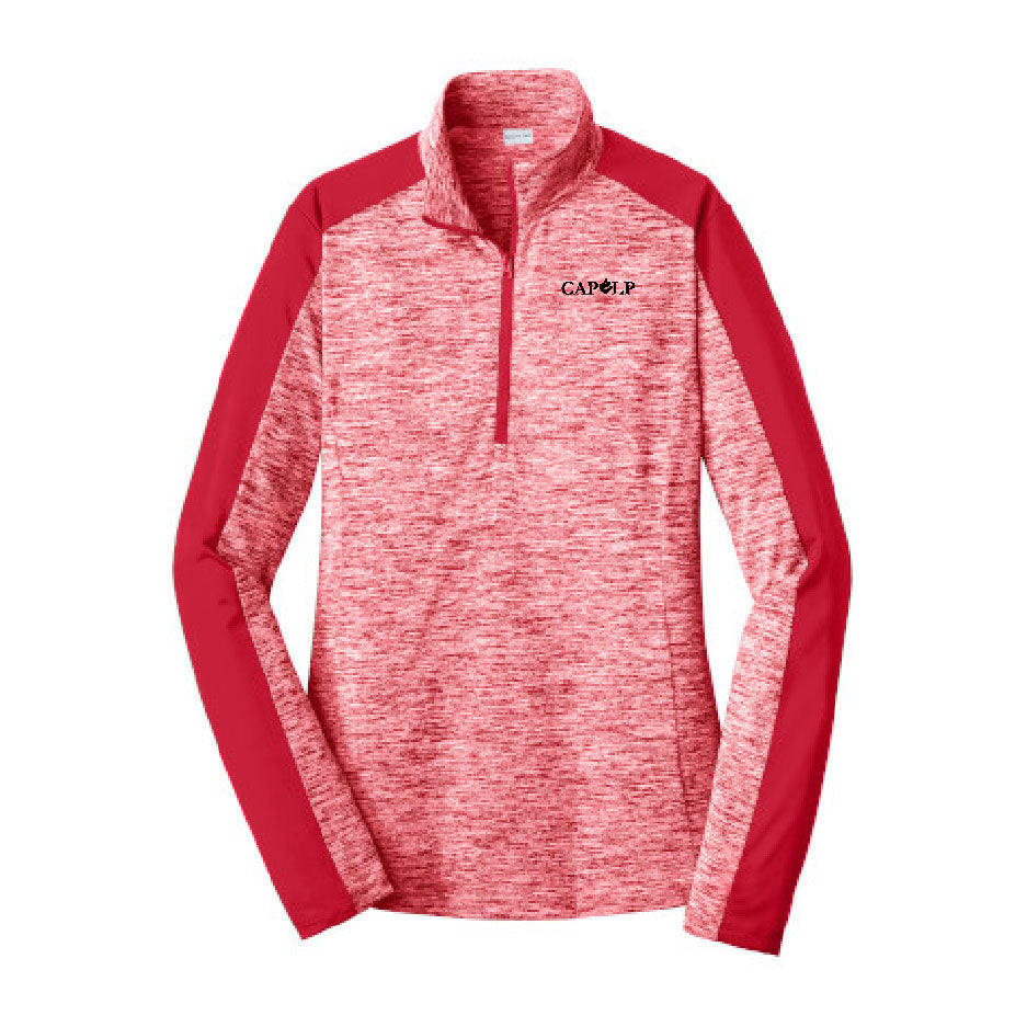 CAPLP114. Sport-Tek Ladies PosiCharge Electric Heather Colorblock 1/4-Zip Pullover