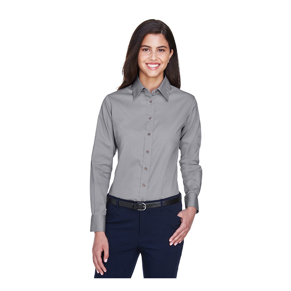 UNDFMS. Harriton Ladies' Easy Blend Twill Long Sleeve